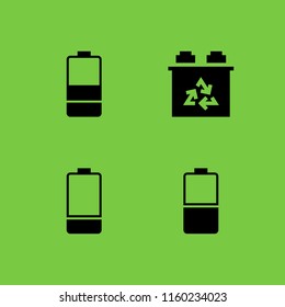 4 accumulator icons in vector set. car battery and battery illustration for web and graphic design