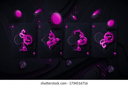 4 Aces Cards Gambling Concept Isolated On The Black Background