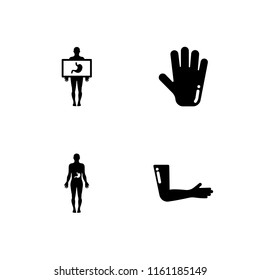 4 ache icons in vector set. body part, stomach and anatomy illustration for web and graphic design