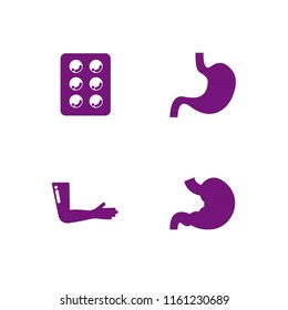 4 ache icons in vector set. blister, body part and stomach illustration for web and graphic design