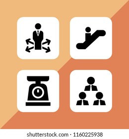 4 achievement icons in vector set. deal, decision making, weight and stair illustration for web and graphic design