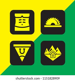 4 action icons in vector set. sports and competition, saw and ski illustration for web and graphic design