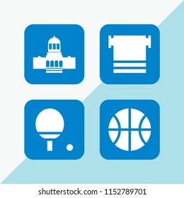 4 action icons in vector set. ping pong, military strategy, basketball and sports and competition illustration for web and graphic design