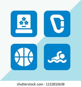 4 action icons in vector set. sports and competition, basketball and swim illustration for web and graphic design
