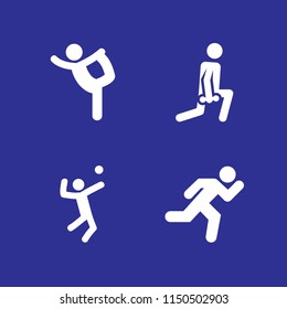 4 active icons in vector set. running, gym, volleyball and ballet illustration for web and graphic design