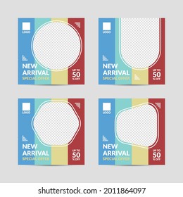 4 ad banners template with special summer colors. for social media post and web ads. fashion sale