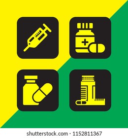 4 addiction icons in vector set. drugs, drug and pill illustration for web and graphic design