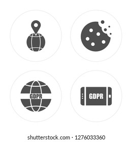 4 Address, GDPR, Cookie, GDPR modern icons on round shapes, vector illustration, eps10, trendy icon set.