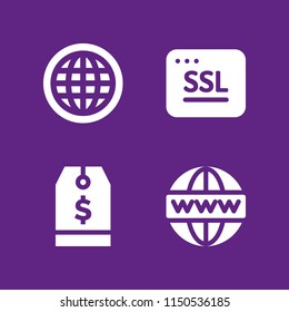 4 address icons in vector set. tag, ssl and www illustration for web and graphic design
