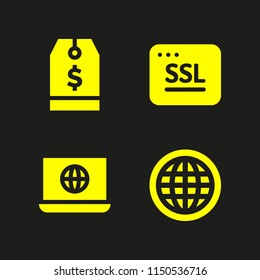 4 address icons in vector set. tag, ssl and www illustration for web and graphic design