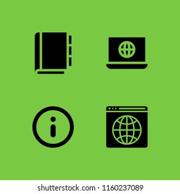 4 address icons in vector set. information circular button symbol, address book and www illustration for web and graphic design