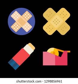 4 adhesive icons with band aid and adhesive tape in this set