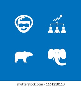 4 african icons in vector set. group, afro, zoo and elephant illustration for web and graphic design