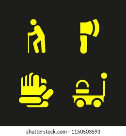 4 age icons in vector set. farming and gardening and old man walking illustration for web and graphic design