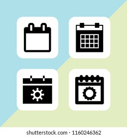 4 agenda icons in vector set. daily calendar and calendar illustration for web and graphic design