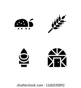 4 agricultural icons in vector set. farming and gardening and wheat illustration for web and graphic design