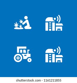 4 agricultural icons in vector set. harvest, farming and gardening and tractor illustration for web and graphic design
