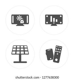 4 Air conditioner, Panel, Dashboard, Remote modern icons on round shapes, vector illustration, eps10, trendy icon set.