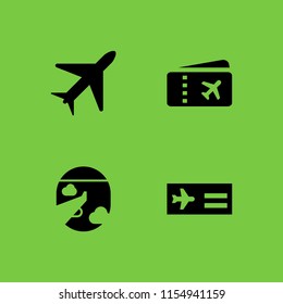 4 airline icons in vector set. airplane ticket, airplane and flight illustration for web and graphic design