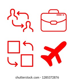 4 airport icons with suitcase and transfer in this set