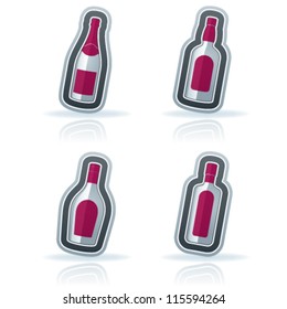 4 alcohol bottles icons shows off different bottles shapes like a vodka and a beer. Pictured here from left to right: Whiskey bottle, Vodka/liqueur glass, Whiskey bottle, Champagne bottle.
