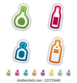 4 alcohol bottles icons shows off different bottles shapes like a vodka and a beer. Pictured here from left to right: Cognac bottle, Beer bottle, Tequila bottle, Vodka bottle