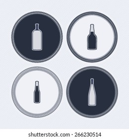 4 alcohol bottles icons shows off different bottles shapes like a vodka and a beer. Pictured here from left to right -  
vodka, cognac, beer, wine. 