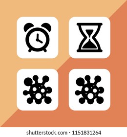 4 alert icons in vector set. virus and clock illustration for web and graphic design
