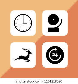 4 alert icons in vector set. alarm, deer and clock illustration for web and graphic design