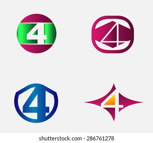4 alphabet font number abstract, logo, symbol, icon, graphic, vector 