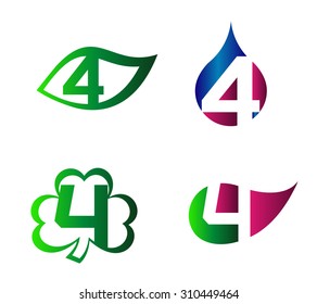 4 alphabet font number abstract, logo, symbol, icon, graphic, vector
