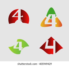 4 alphabet font number abstract, logo, symbol, icon, graphic, vector
