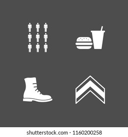 4 american icons in vector set. military boot, burger, nine and military illustration for web and graphic design
