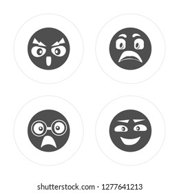 4 Angry, Nerd, Shocked, Bad modern icons on round shapes, vector illustration, eps10, trendy icon set.