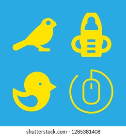 4 animal icons with bird and mouse in this set