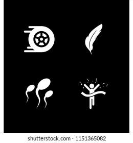 4 animal icons in vector set. racing, feather, race and sperm illustration for web and graphic design