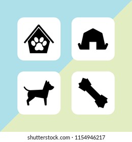 4 animal icons in vector set. dog, pet and shelter illustration for web and graphic design