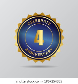 4 Anniversary gold badge luxury style with blue deep