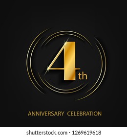 4 anniversary gold with a circle frame and a dark background, giving the impression of luxury