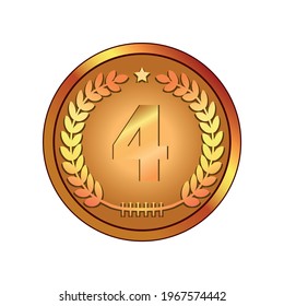 Etiqueta de oro de 4 años, ilustración vectorial