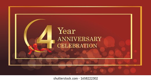 Plantilla vectorial de logotipo de 4 años. Diseño para banner, tarjetas de felicitación o impresión.