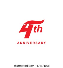4 anniversary wave logo red