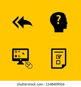 4 answer icon set with application form, online test and reply all vector illustration for graphic design and web