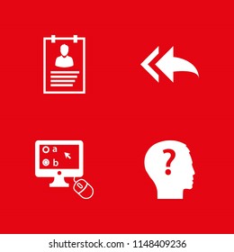 4 answer icon set with online test, questioning and application form vector illustration for graphic design and web