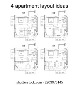 4 Apartment-Layout-Ideen, Vektorgrafik