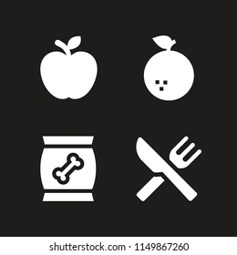 4 apple icons in vector set. snack, fruit and food illustration for web and graphic design
