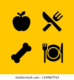 4 apple icons in vector set. snack and food illustration for web and graphic design