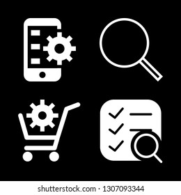 4 application icons with mobile app developing and search in this set