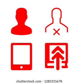 4 application icons with upload a book and tablet in this set