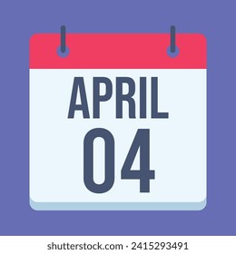 4 de abril Calendario. Fondo Azul. Calendario de vectores.
